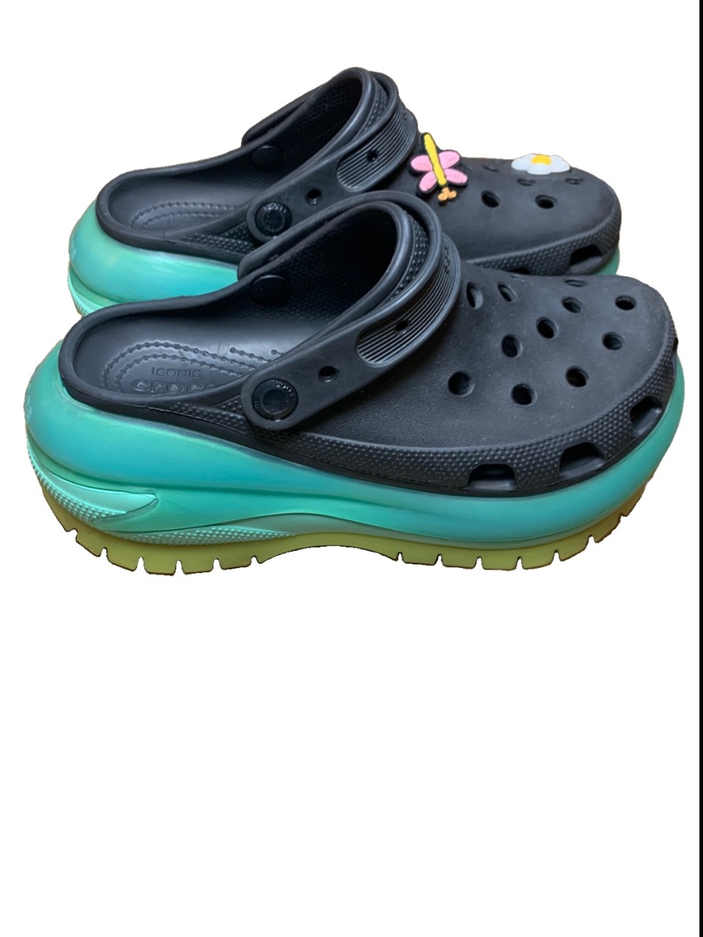 Crocs Mega Crush Clogs Womens 8 Black Slip On Chunky Platform Sandals